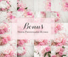 Digital Backdrop Bundle | Peonies and Barnwood