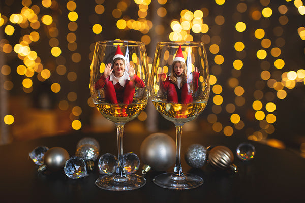Elves and Wine Glasses | Holiday Digital Backdrop Bundle